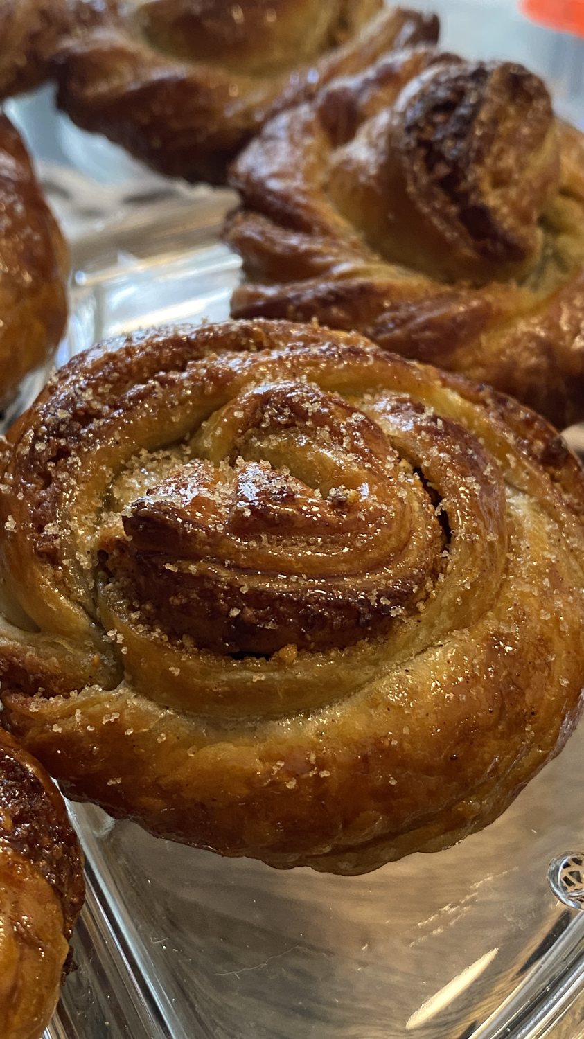 A warm cinnamon roll